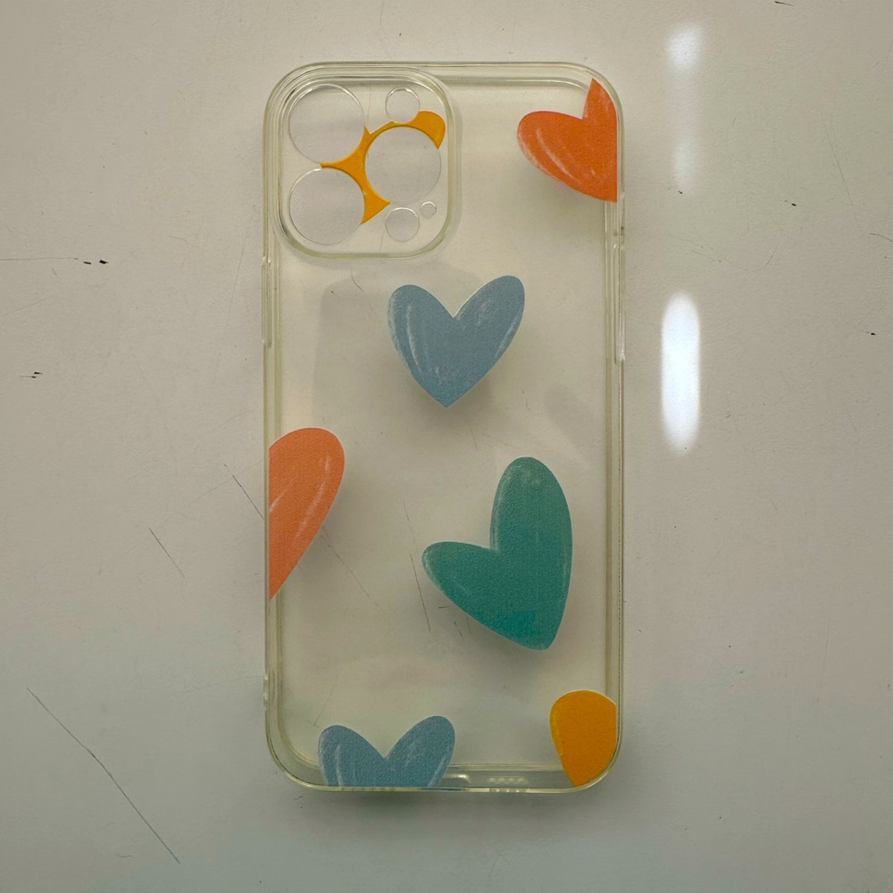 Clear “all around hearts” phone case